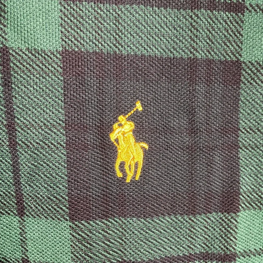 Polo Ralph Lauren Polo‎ Shirt Mens S Green Plaid Custom Slim Fit Gold Pony NWOT